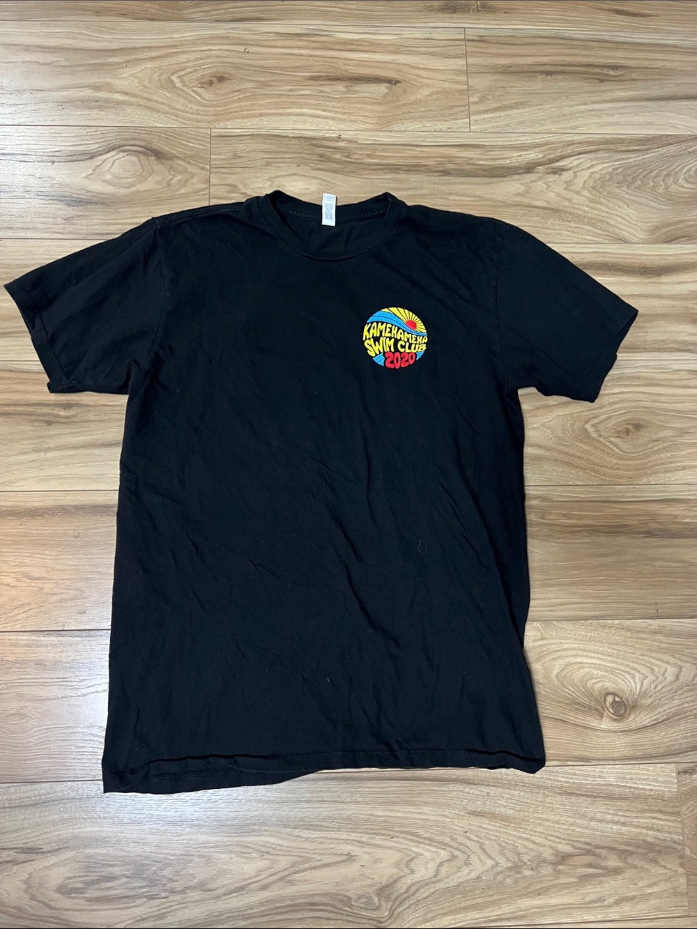 Alstyle Black Short-Sleeve Tee with Colorful Kamehameha Swim Club Logo